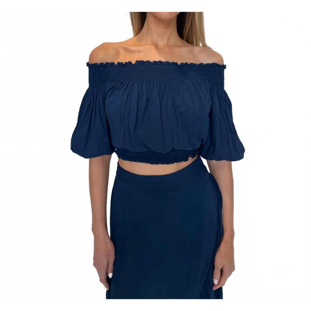 NEW ROMI THE BRAND leah off the shoulder top in indigo